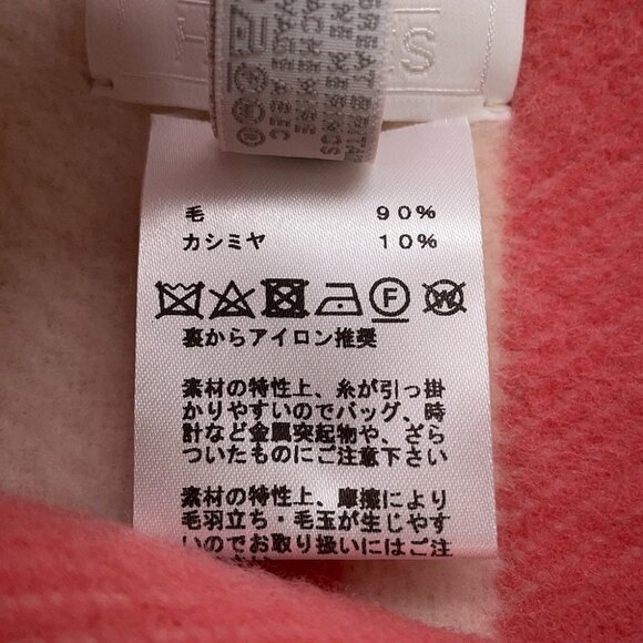 HERMES Plaid Avalon Blanket Merino Wool 90%/Cashmere10% Rose・Errell/White - Picture 5 of 5